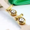 Pamono Two-Tone Gold Cufflinks with Brilliant-Cut Diamonds, Set of 2