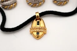 Online Pamono Two-Tone Gold Set with Necklace and Earrings and Ring with Brilliant-Cut Diamonds, Set of 4