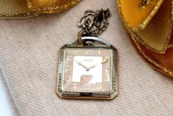 Pamono Two-Tone Gold Square Pocket Watch from Longines><noscript><img width=