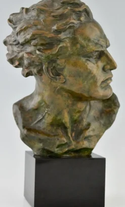 Pamono Ugo Cipriani, Art Deco Male Bust, 1930, Bronze on Marble Base> Art Deco