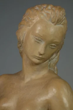 Pamono Ugo Zaccagnini, Art Deco Sculpture of Nude Woman, 1930s, Earthenware><noscript><img width=