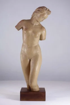 Pamono Ugo Zaccagnini, Art Deco Sculpture of Nude Woman, 1930s, Earthenware><noscript><img width=