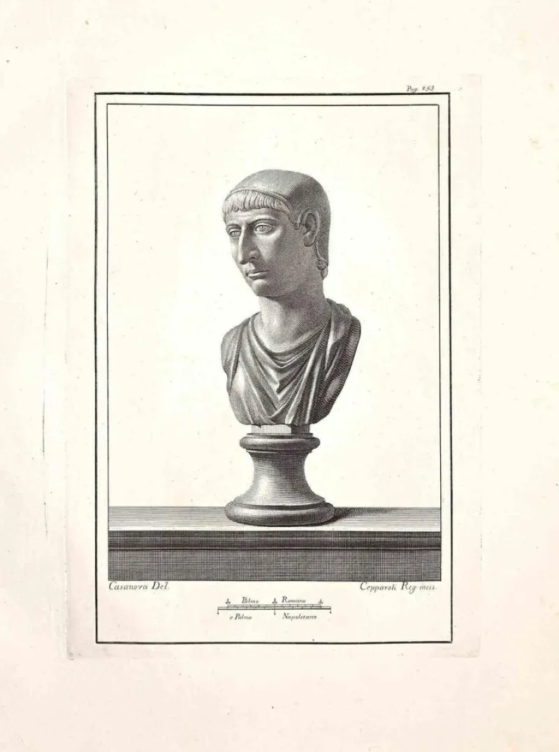 Pamono Unknown, Ancient Roman Bust, Original Etching, 18th Century> Old Masters