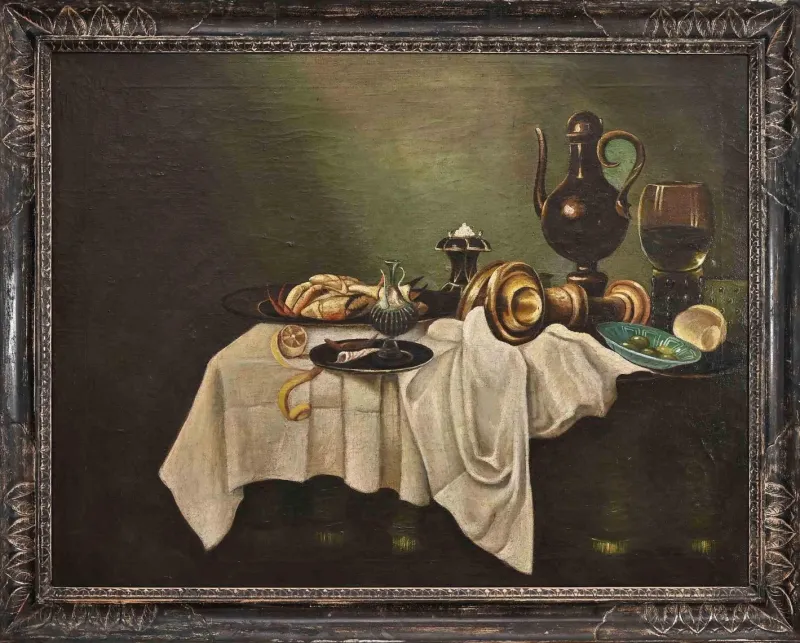 Pamono Unknown, Still Life with a Table, Oil on Canvas, 20th Century