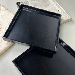 Pamono Urushi Lacquer Black Tray, Japan, 1890s><noscript><img width=