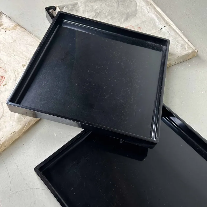 Pamono Urushi Lacquer Black Tray, Japan, 1890s> Trays