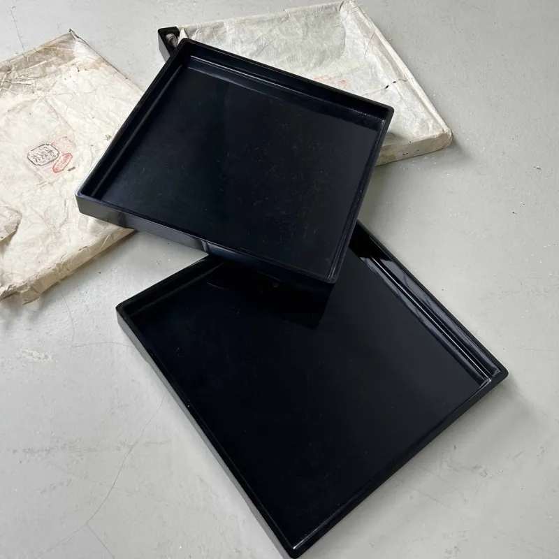 Pamono Urushi Lacquer Black Tray, Japan, 1890s> Trays