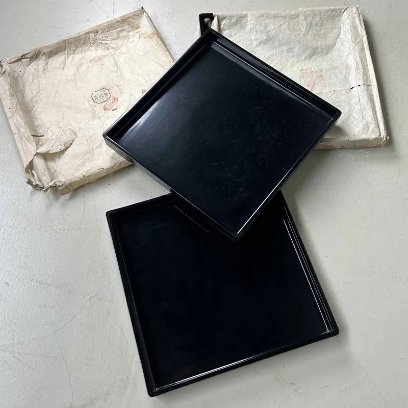 Pamono Urushi Lacquer Black Tray, Japan, 1890s> Trays