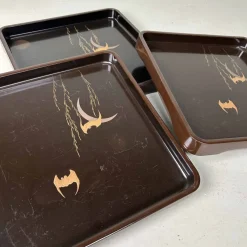 Hot Pamono Urushi Lacquerware Bat and Moon Tray, 1890s