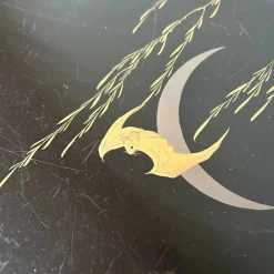Hot Pamono Urushi Lacquerware Bat and Moon Tray, 1890s