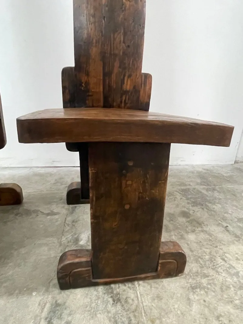 Pamono Vallazza Interlocking Thrones in Wood by Luciano Bertolotto, 1970s, Set of 2> Living Room Sets