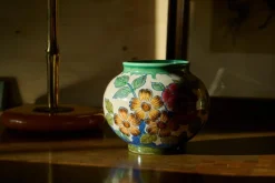 Best Pamono Vase with Flower Decor, Gouda, Holland, 1920s