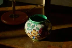 Best Pamono Vase with Flower Decor, Gouda, Holland, 1920s