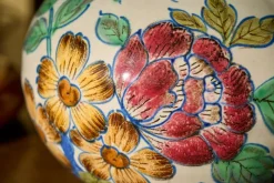 Best Pamono Vase with Flower Decor, Gouda, Holland, 1920s
