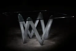 Pamono Vega Dining Table in Black Slate and Glass Design by Joaquín Moll for Meddel
