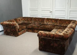 Pamono Velvet Sectional Sofa, Sweden, 1970s, Set of 7><noscript><img width=