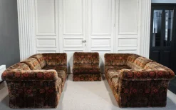 Pamono Velvet Sectional Sofa, Sweden, 1970s, Set of 7><noscript><img width=