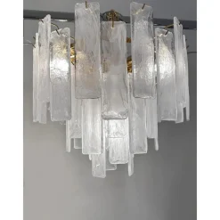 Pamono Veneered-White Listelli Alabastro Chandelier by Simoeng> Ceiling Lights