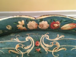 Pamono Venetian Blue Lacquered Wooden Tray with Rural Scenes and Flowers, 1750><noscript><img width=