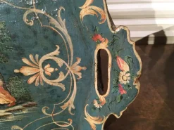 Pamono Venetian Blue Lacquered Wooden Tray with Rural Scenes and Flowers, 1750><noscript><img width=
