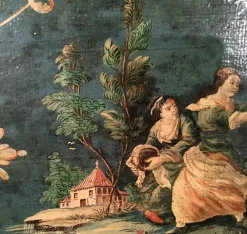 Pamono Venetian Blue Lacquered Wooden Tray with Rural Scenes and Flowers, 1750><noscript><img width=
