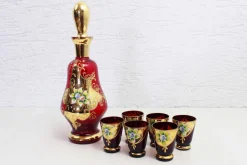 Pamono Venetian Glass Liquor Service in Gold-Plating, 1950s, Set of 7> Glassware