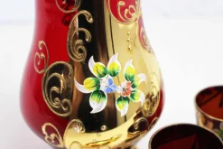 Pamono Venetian Glass Liquor Service in Gold-Plating, 1950s, Set of 7><noscript><img width=