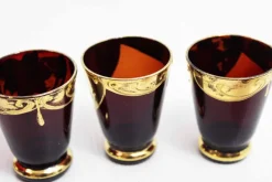 Pamono Venetian Glass Liquor Service in Gold-Plating, 1950s, Set of 7><noscript><img width=