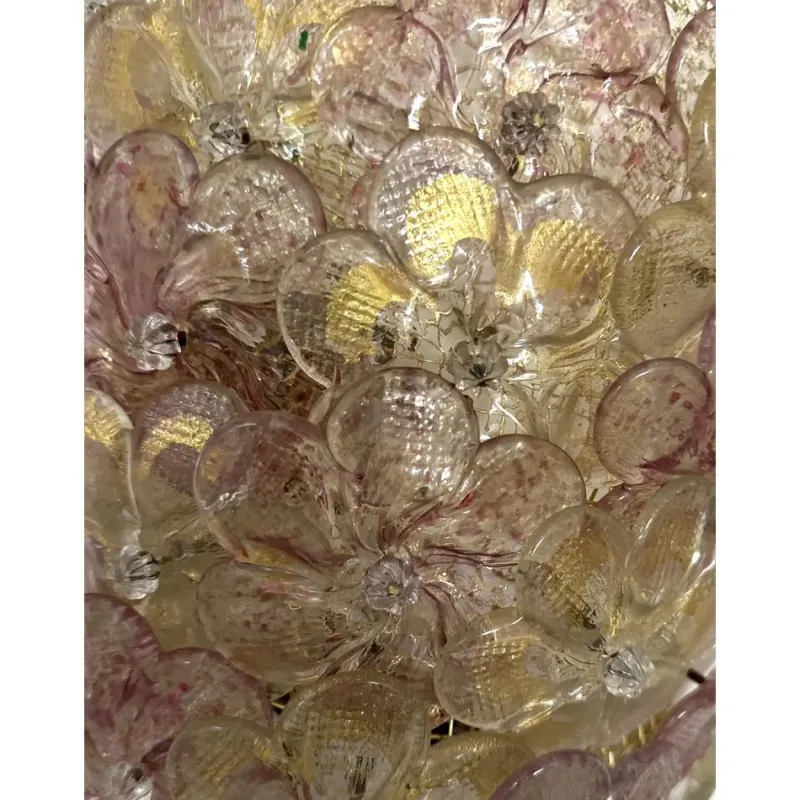 Pamono Venetian Gold and Violet Flowers Wall Sconces in Murano Glass by Simoeng, Set of 2> Wall Lights & Sconces|Wall Lights & Sconces