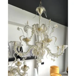 Pamono Venetian Gold Ca Rezzonico Murano Glass Chandelier by Simoeng><noscript><img width=