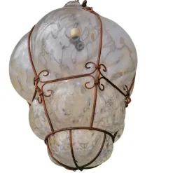 Pamono Venetian Lantern in Blown and Caged Murano Glass, 1950s> Ceiling Lights