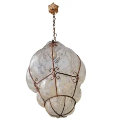 Pamono Venetian Lantern in Blown and Caged Murano Glass, 1950s><noscript><img width=