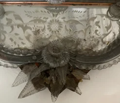 Pamono Venetian Mirror in Engraved Glass with Applied Flowers, 1890s> Mirrors