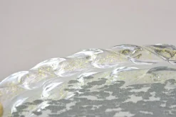 Pamono Venetian Murano Glass Tray with Engravings with 24k Gold Flakes, 1960s