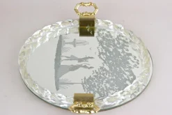 Pamono Venetian Murano Glass Tray with Engravings with 24k Gold Flakes, 1960s
