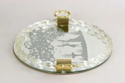 Pamono Venetian Murano Glass Tray with Engravings with 24k Gold Flakes, 1960s