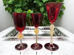 Discount Pamono Venetian Ruby ​​and Gilt Murano Glass Goblets, Set of 3