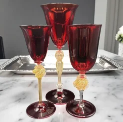 Discount Pamono Venetian Ruby ​​and Gilt Murano Glass Goblets, Set of 3