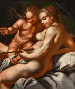 Pamono Venetian School Artist, Venus & Cupid, 1700, Oil on Canvas, Framed><noscript><img width=