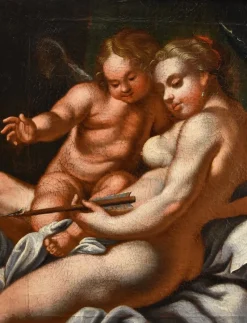 Pamono Venetian School Artist, Venus & Cupid, 1700, Oil on Canvas, Framed><noscript><img width=