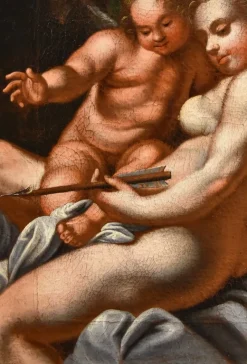 Pamono Venetian School Artist, Venus & Cupid, 1700, Oil on Canvas, Framed><noscript><img width=