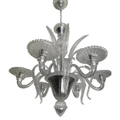 Outlet Pamono Venetian Transparent Murano Style Glass Chandelier with Ferns Felci Leaves from Simoeng
