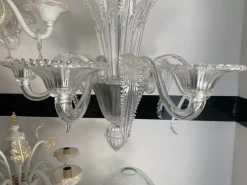 Outlet Pamono Venetian Transparent Murano Style Glass Chandelier with Ferns Felci Leaves from Simoeng