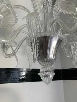 Outlet Pamono Venetian Transparent Murano Style Glass Chandelier with Ferns Felci Leaves from Simoeng