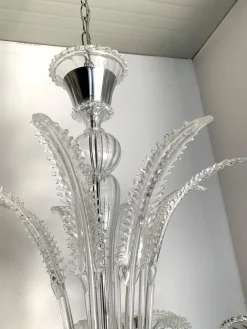 Outlet Pamono Venetian Transparent Murano Style Glass Chandelier with Ferns Felci Leaves from Simoeng