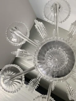 Outlet Pamono Venetian Transparent Murano Style Glass Chandelier with Ferns Felci Leaves from Simoeng