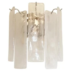 Best Pamono Venied-White Alabaster Strips Listelli Murano Glass Wall Sconce