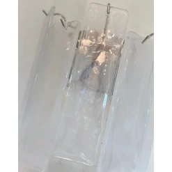 Best Pamono Venied-White Alabaster Strips Listelli Murano Glass Wall Sconce