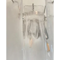 Best Pamono Venied-White Alabaster Strips Listelli Murano Glass Wall Sconce