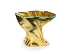 Pamono Vertigo Gold Side Table in 24k Gold-Plated Inox and Glass by Barberini & Gunnell><noscript><img width=